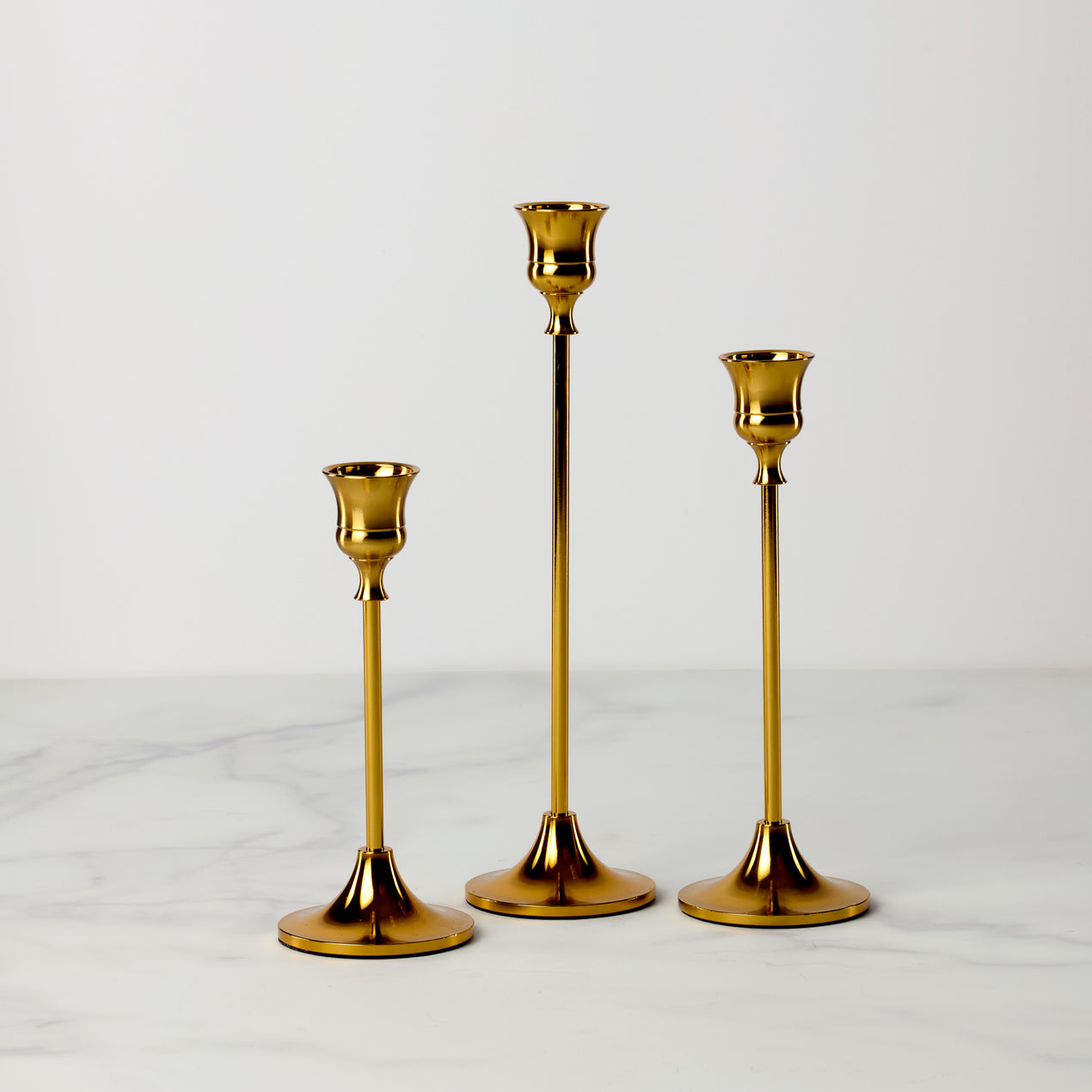 Brass Candle fashion Holder Set of 3 Candle Holders Gold Taper Candle Holder Decoration