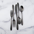 Devyn Hammered Black Satin 20-Piece Flatware Set