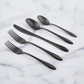 Devyn Hammered Black Satin 20-Piece Flatware Set