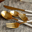 Mazzy Gold with White-Handle 20-Piece Flatware Set