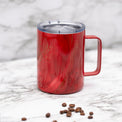 16 Oz Red Geo Insulated Coffee Mugs, Set Of 2