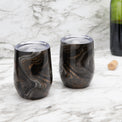 12 Oz Black Geo Insulated Wine Tumblers, Set Of 2