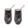 16 Oz Black Geo Insulated Wine Tumblers, Set Of 2