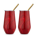 16 Oz Red Geo Insulated Wine Tumblers, Set Of 2