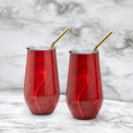 16 Oz Red Geo Insulated Wine Tumblers, Set Of 2