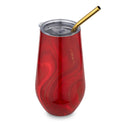 16 Oz Red Geo Insulated Wine Tumblers, Set Of 2