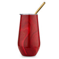 16 Oz Red Geo Insulated Wine Tumblers, Set Of 2