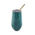 16 Oz Green Geode Insulated Tumblers With Straws, Set Of 2