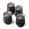 12 Oz Insulated Black Terrazzo Wine Tumblers, Set Of 4