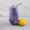 2 Pack of 16 oz Insulated Amethyst Purple Geode Straw Tumblers