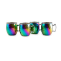 20 Oz Hammered Rainbow Moscow Mule Mugs, Set Of 4