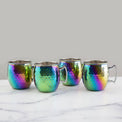 20 Oz Hammered Rainbow Moscow Mule Mugs, Set Of 4