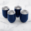 12 Oz Insulated Navy Blue Wine Tumblers, Set Of 4