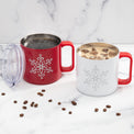 20 Oz Stackable Snowflake Insulated Coffee Mugs, Set Of 2