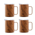 16 Oz Wood Insulated Coffee Mugs, Set Of 4