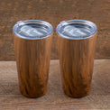 20 Oz Wood Stainless Steel Highballs, Set Of 2