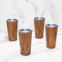 20 Oz Wood Stainless Steel Highballs, Set Of 4