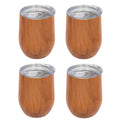 12 Oz Insulated Woodgrain Wine Tumblers, Set Of 4