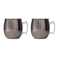 20 Oz Hammered Black Moscow Mule Mugs, Set Of 2