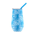 16 Oz Insulated Tumbler with Lid/Straw, Blue Tie Dye