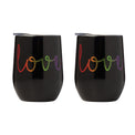 12 Oz "Love" Script Wine Tumblers, Black, Set Of 2