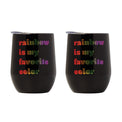 12 Oz My Favorite Rainbow Wine Tumblers, Black, Set Of 2