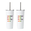 24 Oz My Favorite Rainbow Tumblers, White, Set Of 2