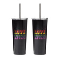 24 Oz "Love Wins" Tumblers, Black, Set Of 2