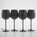 18 Oz Brushed Black Stainless Steel White Wine Glasses, Set of 4