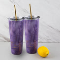 24 Oz Purple Geo Insulated Tumblers, Set Of 2