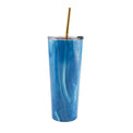 24 Oz Blue Geo Insulated Tumblers, Set Of 2