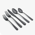 Kenne Hammered Black Satin 20-Piece Flatware Set