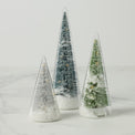 LED Lit Holiday Brush Trees in Glass 3-Piece Set