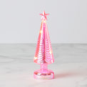 LED Lit Pink Glass Star-Topped Holiday Tree