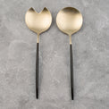 Gaze Two-Tone Champagne & Black Satin 2-Piece Serve Set