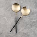 Gaze Two-Tone Champagne & Black Satin 2-Piece Serve Set