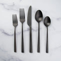 Isobel Black Satin 20-Piece Flatware Set