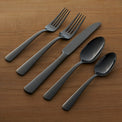 Aptitude 23 Piece Everyday Black Flatware Set, Service for 4