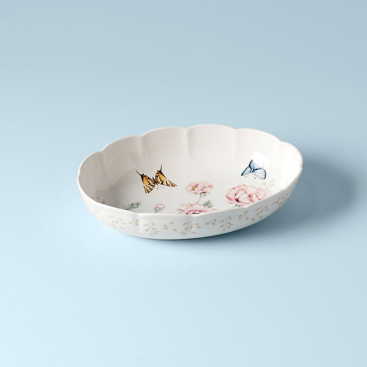 Butterfly Meadow Scalloped Oval Baker