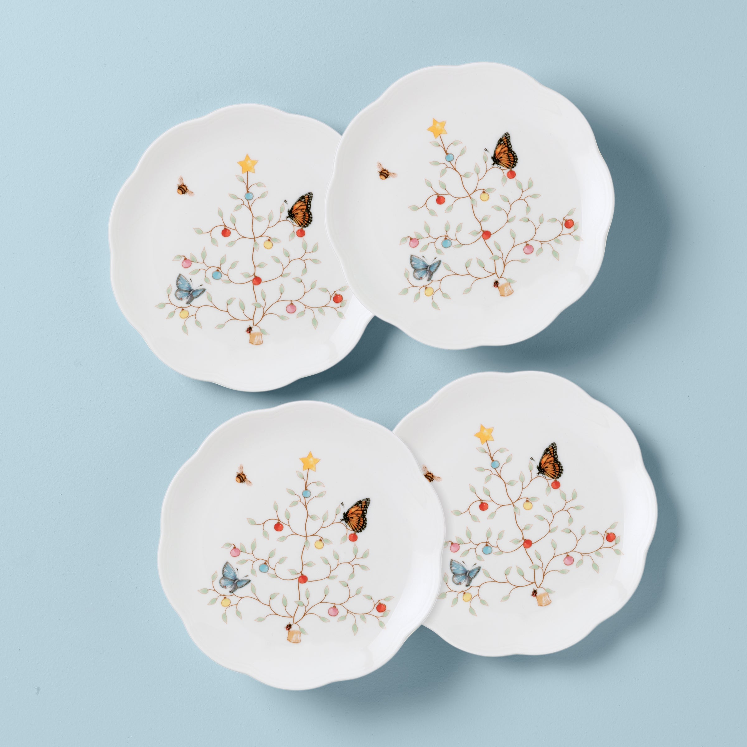 Butterfly Meadow Seasonal Dessert Plate, Set of 4