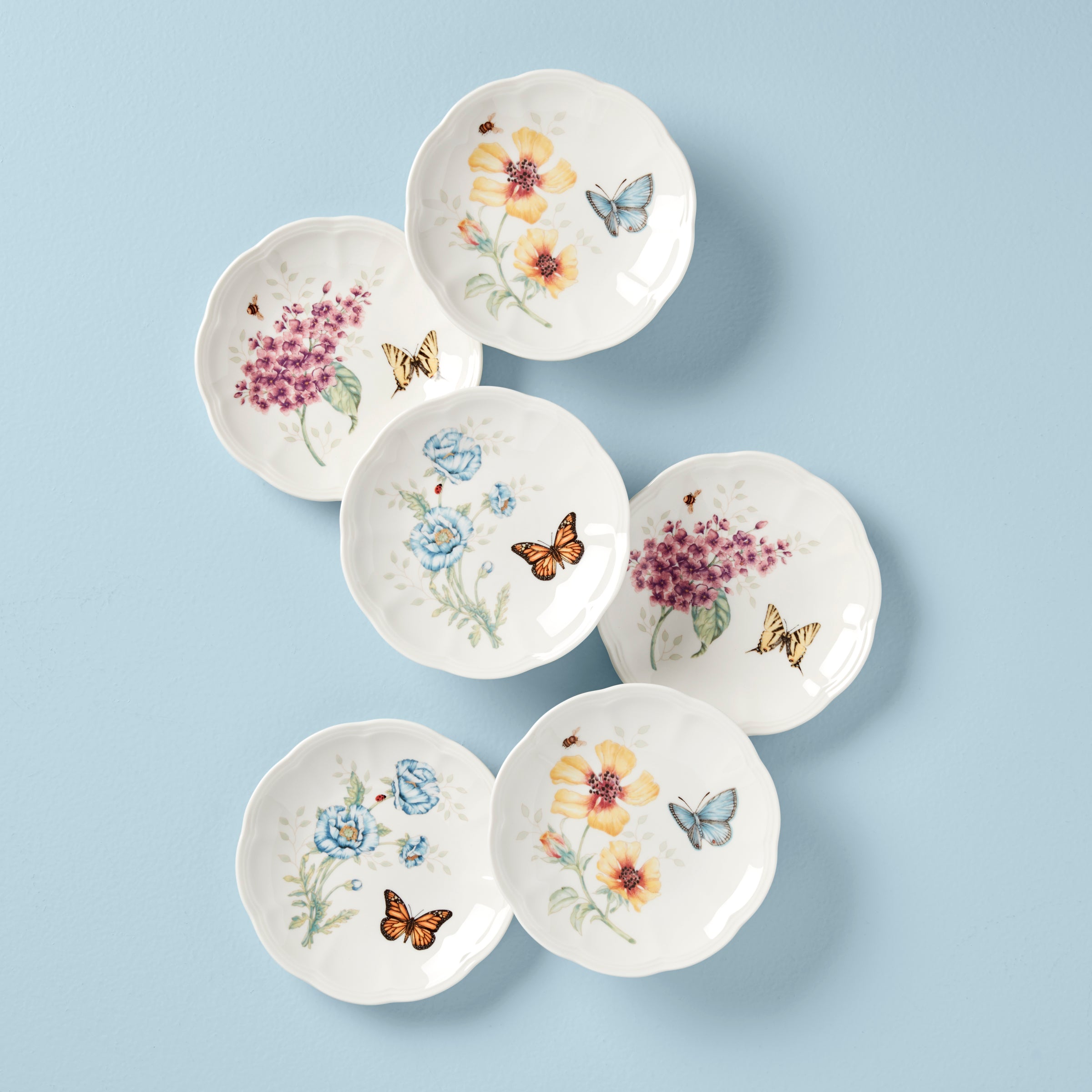 Butterfly Meadow 6-Piece Tidbit Plate Set