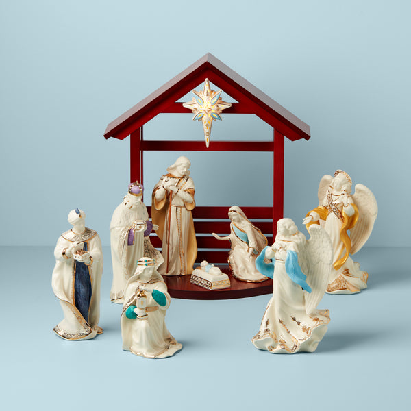 Lenox First Blessing offers Nativity Holy Family & Wood Creche 4 pc