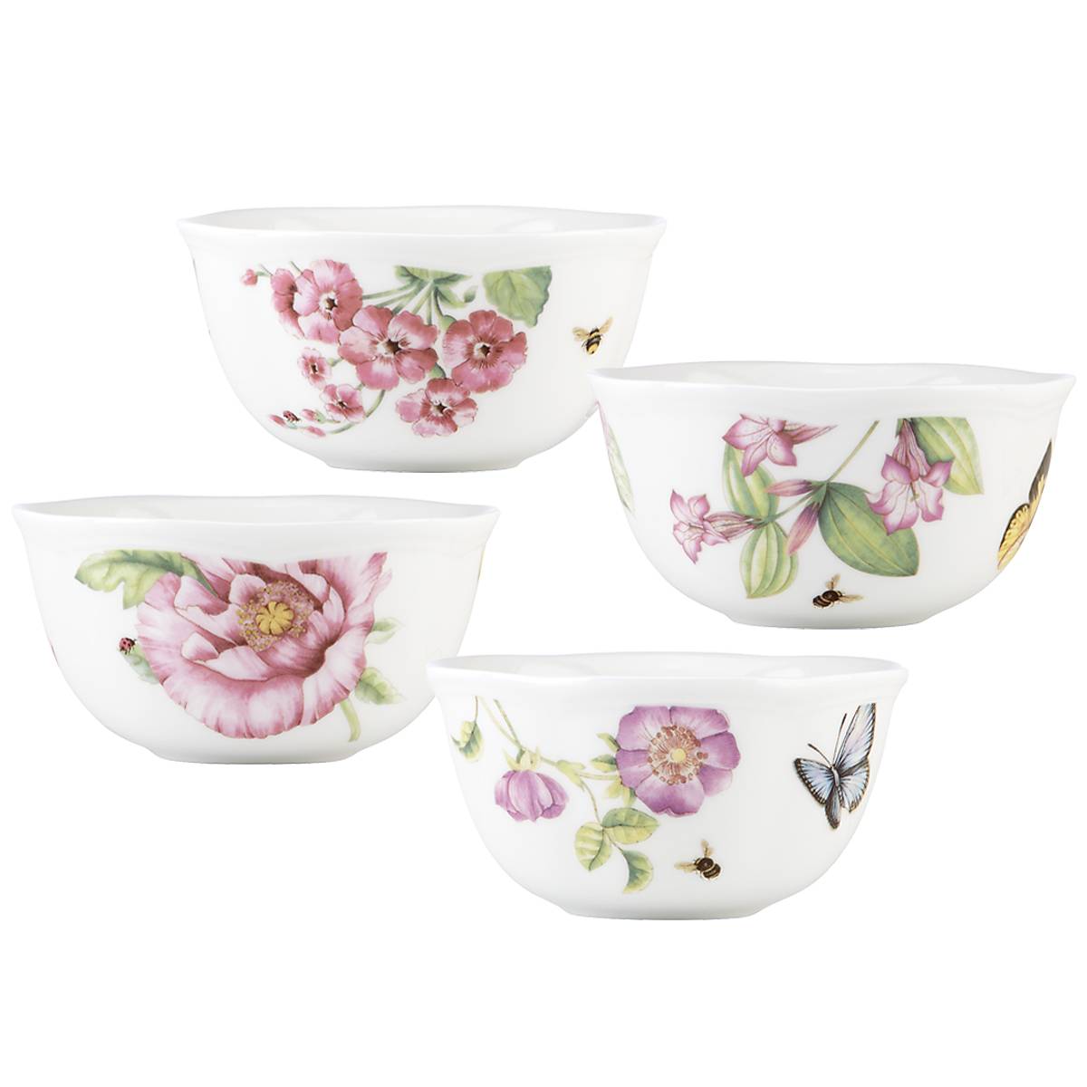 Butterfly Meadow Bloom 4-Piece Dessert Bowl Set