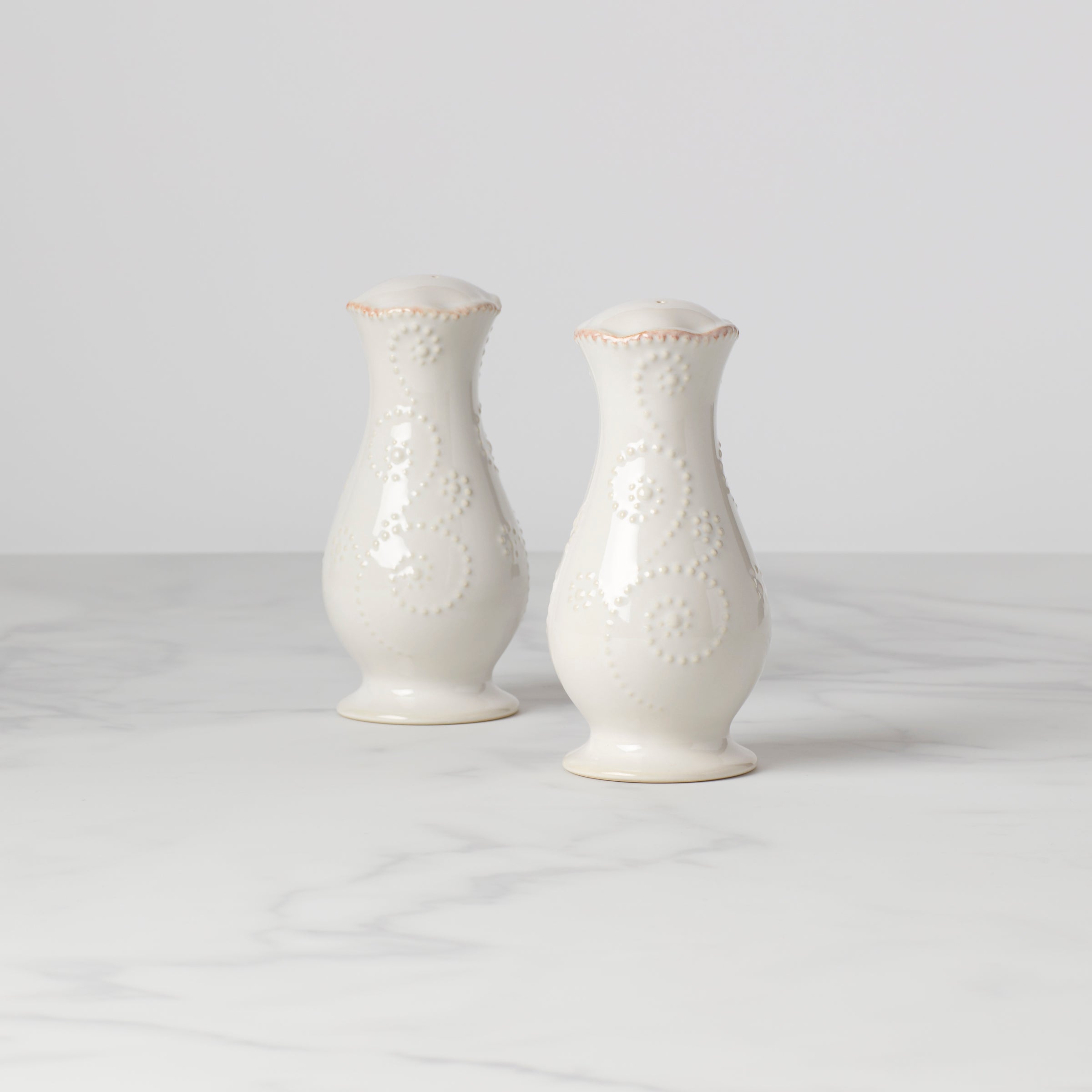 French Perle White Salt & Pepper Shaker Set