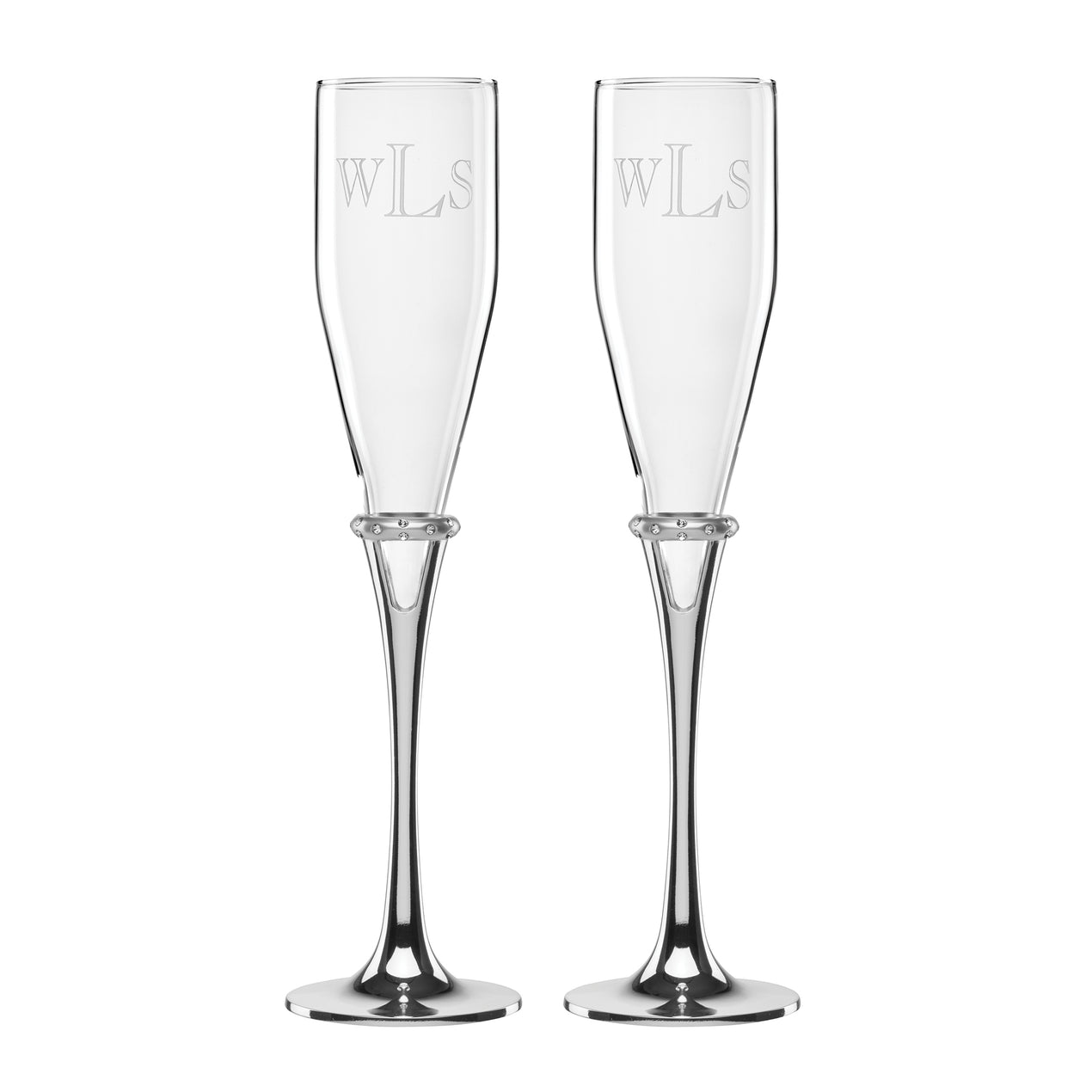 Personalized Crystal Christmas Tree Champagne Glasses