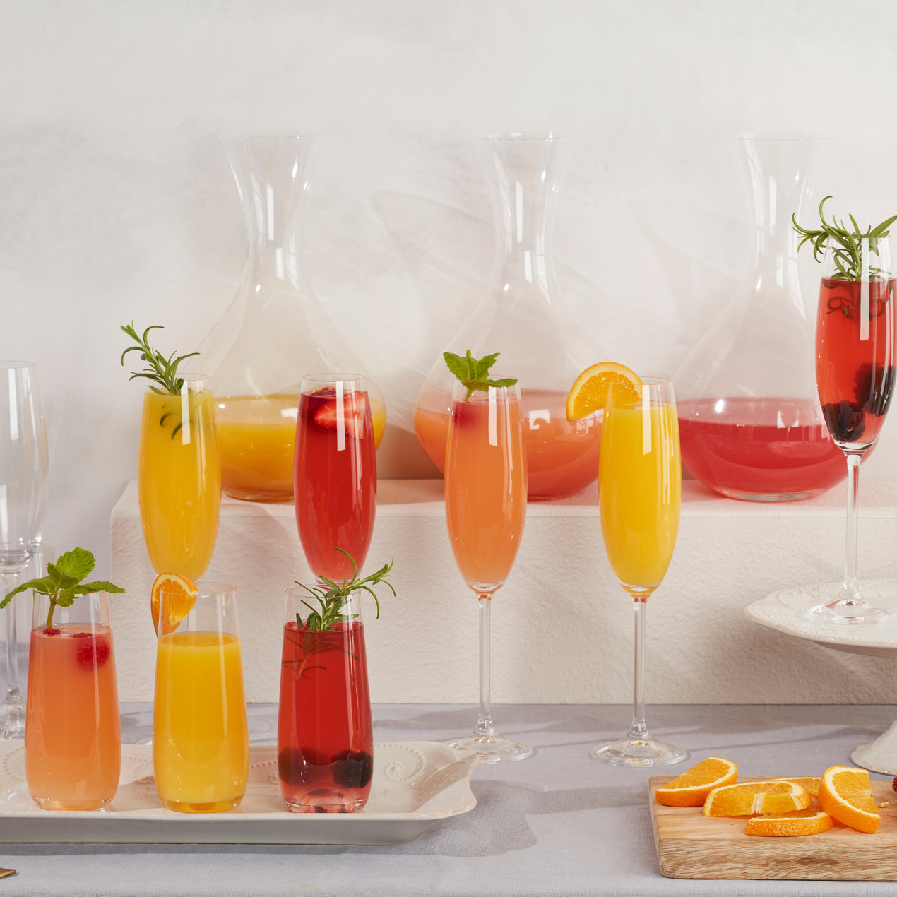 Wine Mimosa Glass set of 6 glasses and 1 Orange Juice Carafe