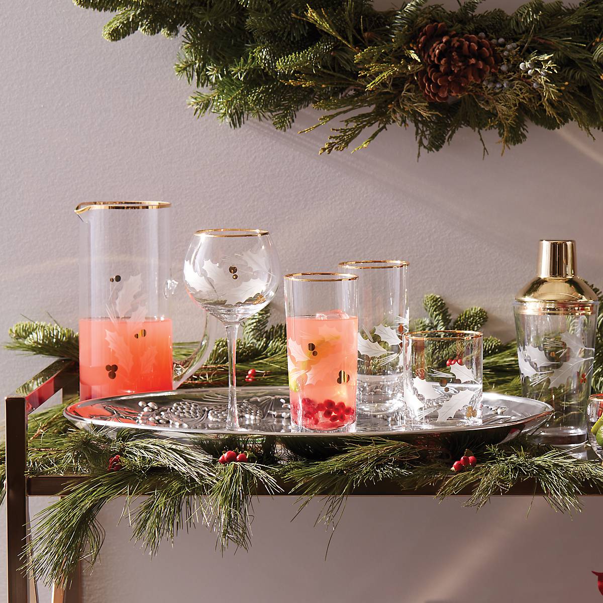 4-Piece Christmas Tree Glass Hiball Drinkware Set