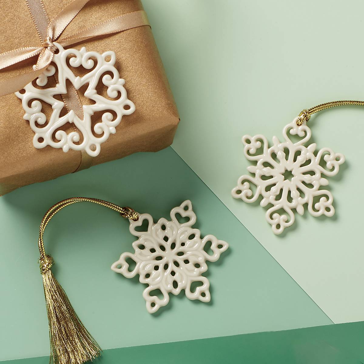 Snowflake on Aqua Mini Ball Ornament