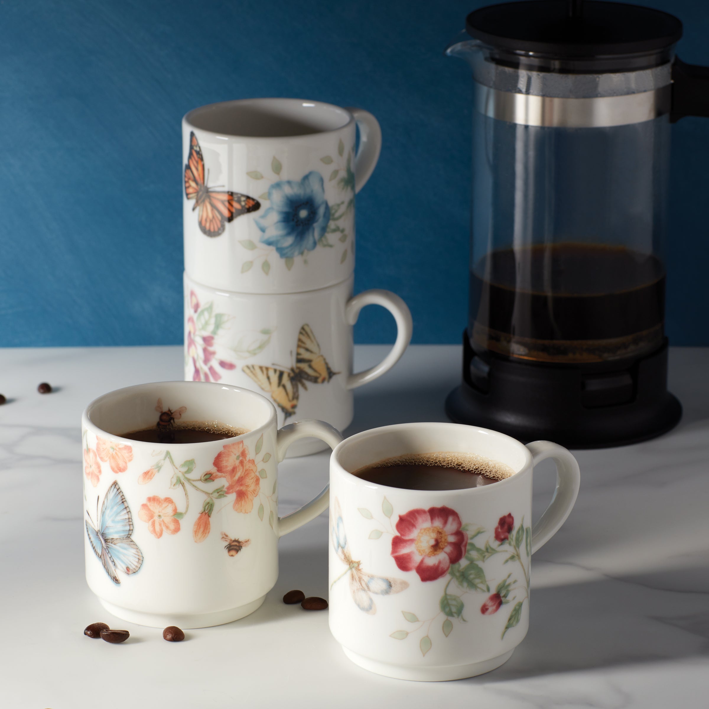 Butterfly Meadow 4-Piece Stacking Mug Set