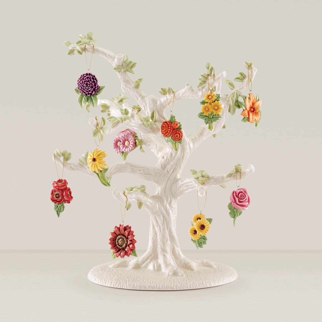 Lenox Fall Flowers 10-Piece Ornament  Tree Set, 6.35 LB, Multi, 11  オーナメント、オブジェ
